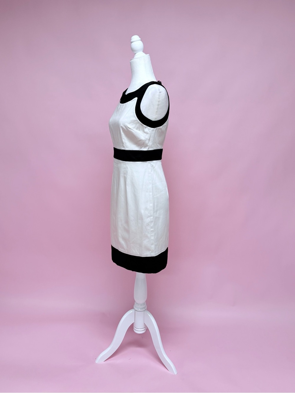 Ann Taylor Sleeveless Cream and Black Sheath Dress - Picture 5 of 8